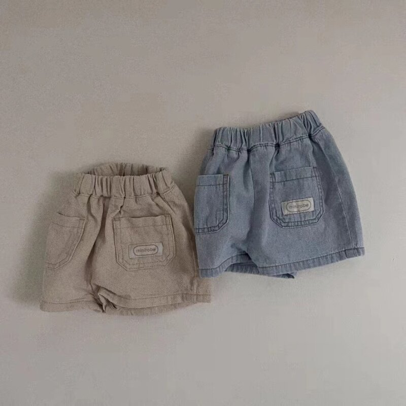 2023 New Summer Baby pantaloncini di jeans pantaloncini Casual per bambini in cotone pantaloni Casual Vintage per bambini larghi pantaloni corti per bambini vestiti per bambini