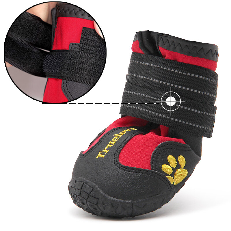 Sapatas quentes impermeáveis do cão de winhyepet botas antiderrapantes tpr sola calçados de neve que protegem os pés 4 pces sapatas do animal de estimação para caminhar, viajar
