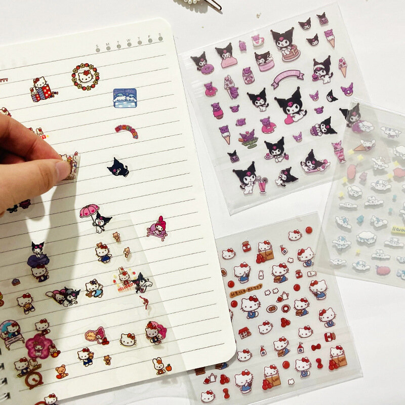 Мультяшная прозрачная наклейка Sanrio, «сделай сам», украшение для ручной учетной записи, водонепроницаемая наклейка, материал Kuromi, маленькая наклейка, декоративная игрушка