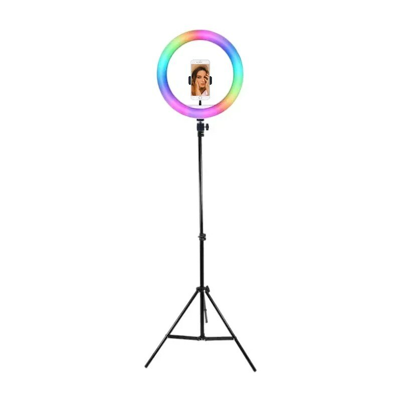 Luz de Flash de cámara de iluminación fotográfica plegable, Kit de luces de anillo de trípode Led Aro, regulable, RGB, 8, 10, 12, 14 y 18 pulgadas