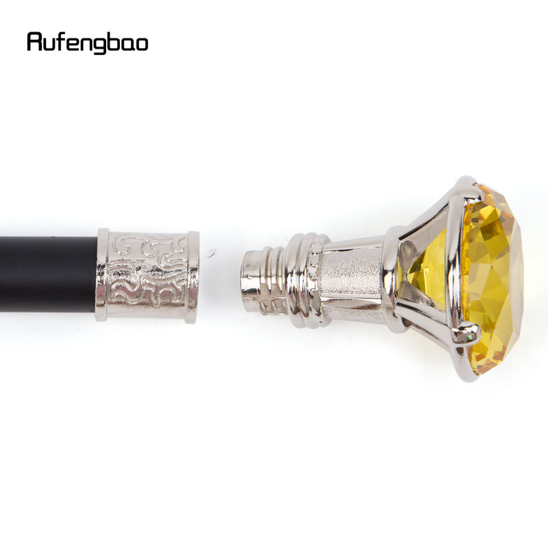 노란색 다이아몬드 타입 흰색 워킹 스틱, 패션 장식 워킹 지팡이, 신사 우아한 코스프레 지팡이 손잡이 크로셔, 93cm