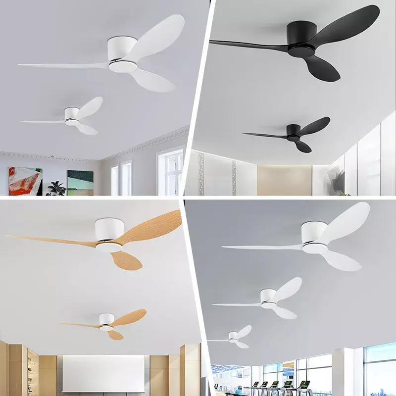 Modern Led Ceiling Fan Without Lights DC Motor 6 Speeds Timing Fans  Low Floor Loft Remote Control Fan With Lights