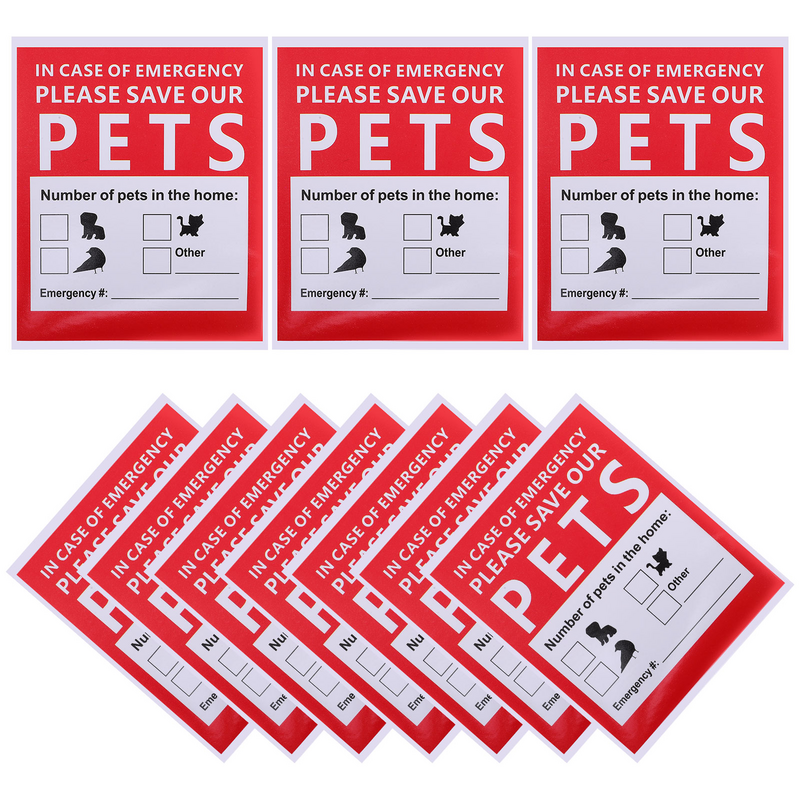 10 Sheets Emergency Alert Pets Finder Window Stickers Pets Rescue Stickers