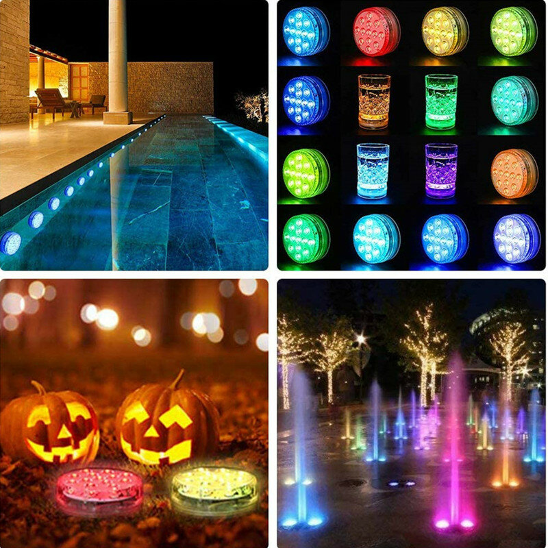 IP68 lampu LED anti air, Multi warna, lampu malam bawah air, vas lampu teh, dekorasi Natal, pernikahan, pesta