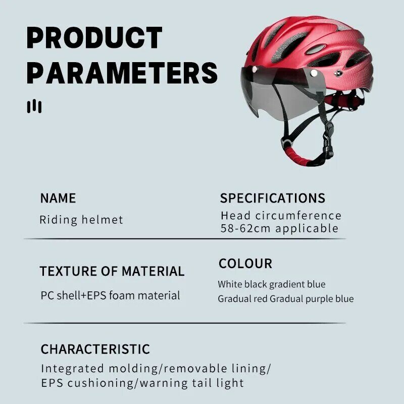 Casco da bici con fanale posteriore a LED casco da ciclismo per adulti Fit 58-62cm accessori per caschi da bicicletta colorati traspiranti leggeri