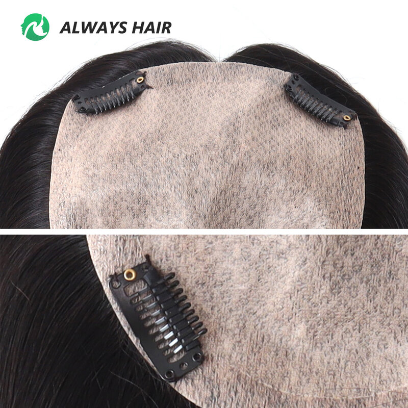 Topper de pelo superior de seda para mujer, tupé de cabello humano Natural, pinza de pelo en cutícula china, postizos de cabello Remy, 14 ", 16"