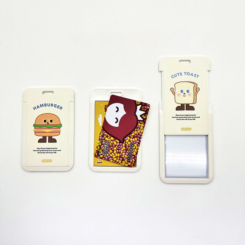 ABS Push-pull Cute Cheese Cartoon Card Holder Bus Subway Card Bag studente cordino Campus Card ID Card Holder