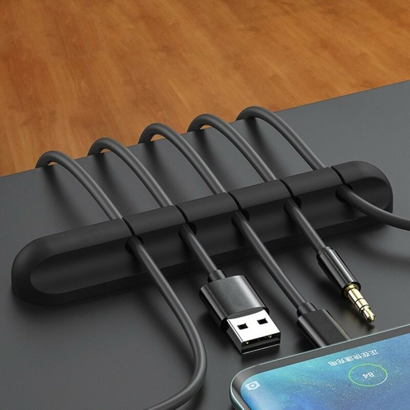 Organizador de cables, soporte de cables Flexible, enrollador de cables USB, Clips de silicona para ratón, teclado, Protector de auriculares