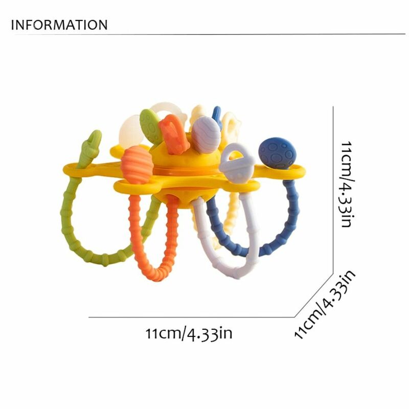 Teething Toy 3 in 1 Baby Sensory Toys Safety Silicone PP Baby Pull String Toy Montessori Finger Grasp Training Infant