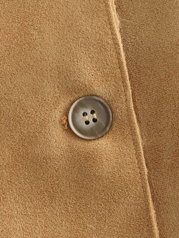 Abrigo de gamuza de manga larga para mujer, ropa de abrigo Vintage con botones, elegante, 2024