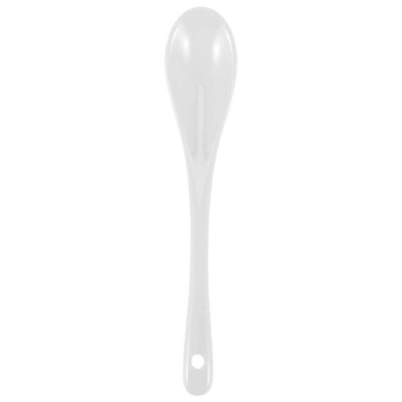 5PCS White Porcelain Egg Spoons Ceramic Spoons Coffee Spoon Dessert Spoon Mocha Dip Serving Spoon