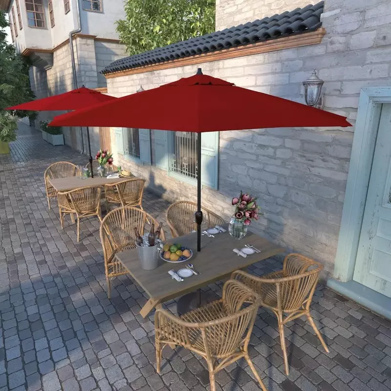 Parapluies de plage à perche en bronze pour jardin et terrasse, parasol à inclinaison automatique, bases rondes en aluminium, sans fret, .c9'