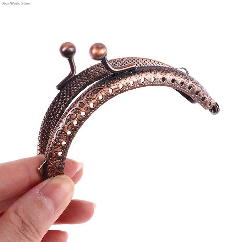 1pc 8.5cm Coin Metal Purse Frame Making Kiss Clasp Lock for Clutch Bag Handle Handbag Accessories Red Bronze Tone Bags Hardware