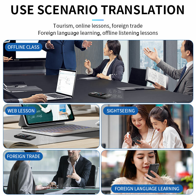 Intelligent Voice OffTime Translator, Gravação Online em Tempo Real, Aprendizagem e Reuniões em Viagem, 144 Idiomas