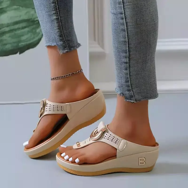 Sandalias de verano para mujer 2024 sandalias de plataforma de tamaño grande cuñas chanclas zapatillas cómodas zapatos de playa antideslizantes de punta abierta para mujer