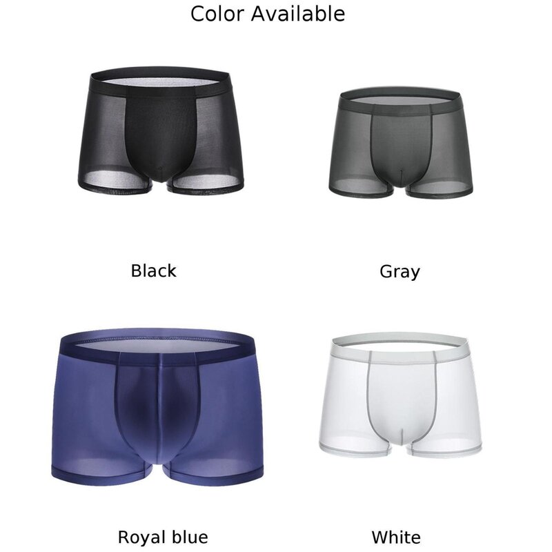 Fashionable Ice Silk Men's Boxer Briefs, Thin Transparent Underwear Trunks, Sizes L 2XL, Comfortable and Stylish