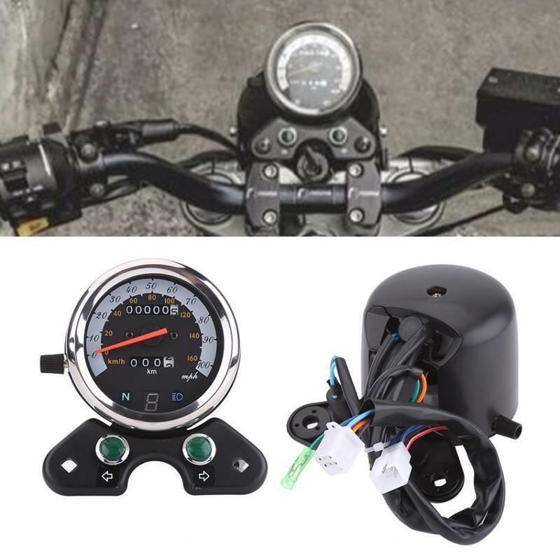 Speedometer sepeda motor, Odometer ganda tampilan Level Retro, Kompatibel