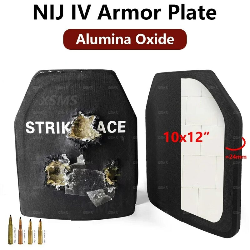 1Pcs Bulletproof Plate NIJ IV 4 Stand Alone Alumina Oxide & UHMWPE Composite Single Curve Ballistic Panel