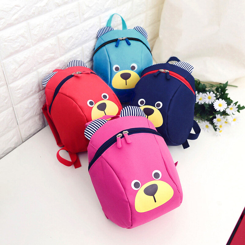 Рюкзак для мальчиков и девочек с мультипликационным мишкой, портативный вместительный ранец для начальной и средней школы для детского сада, с защитой от потери