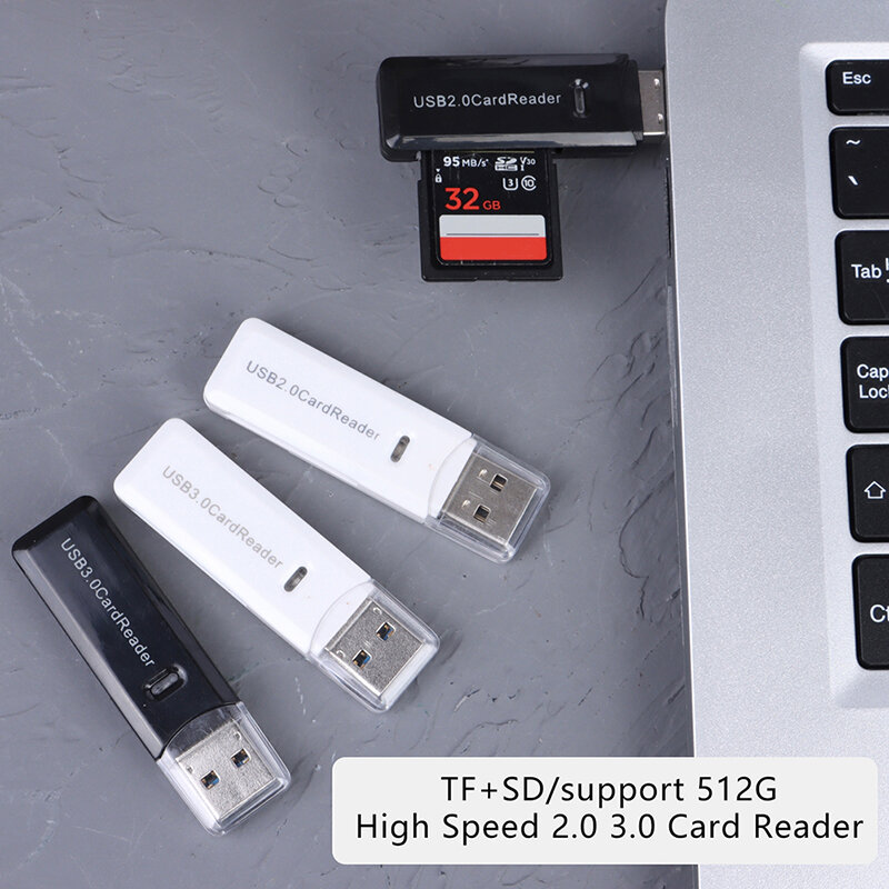 Smart TF e SD Card Reader, USB 3.0 Micro Sd para USB Adapter, Memory Card Reader, Acessórios para laptop