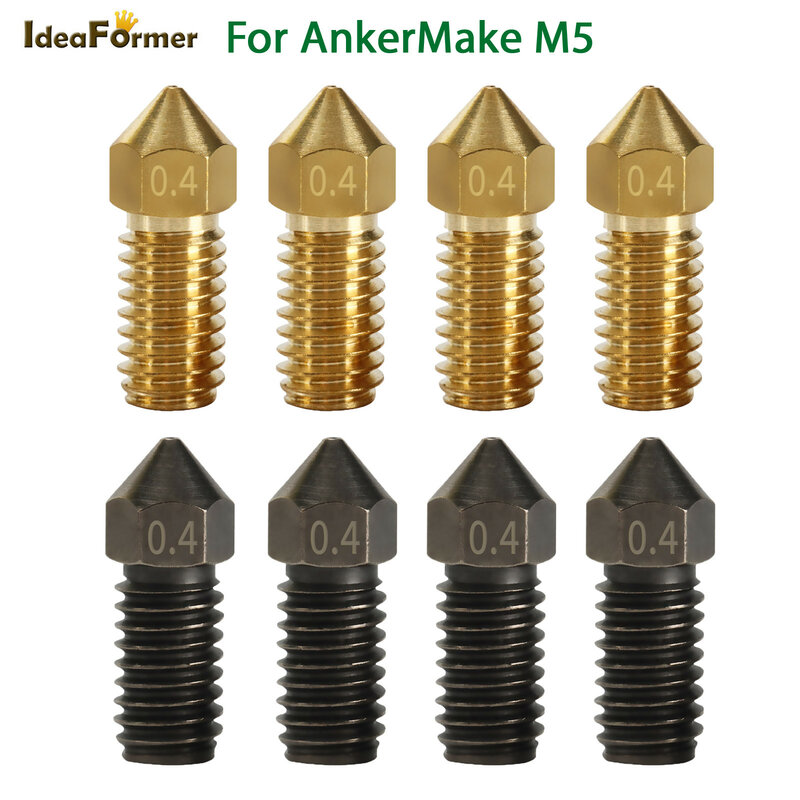 AnkerMake-3D Printer Brass Bocal, Peças De Aço Duro, M5 0.2mm 0.4mm 0.6mm 0.8mm