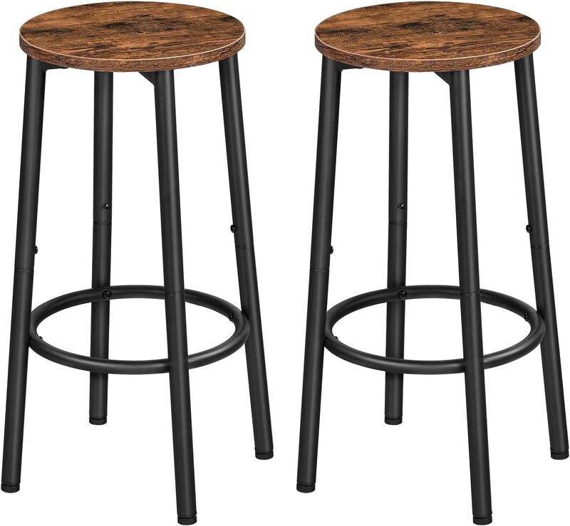 Bar Stools Set of 2 Bar Chairs Kitchen Round Height Stools with Footrest Breakfast Bar Stools Sturdy Steel Frame for Dining Room