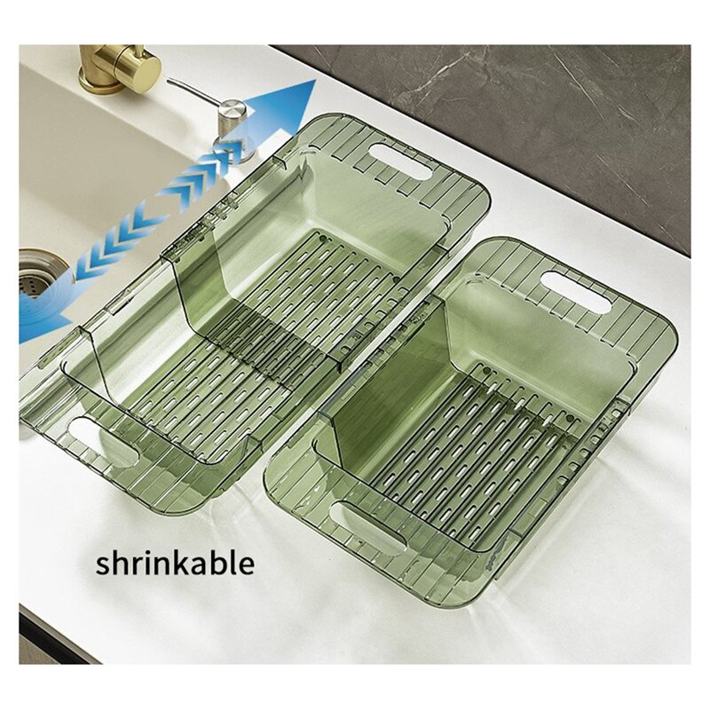 シンク用の拡張可能なプラスチック製折りたたみ式引き出し、調節可能なストレーナー、キッチンの洗濯かご