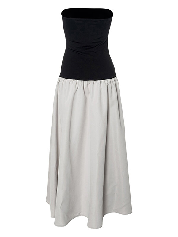 Женское длинное платье без бретелек DeuYeng, летние праздничные пляжные платья контрастных цветов без рукавов, сарафан