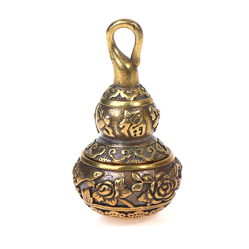 1PC Feng Shui Brass ตัวอักษรจีน Blessing Lotus Gourd Charms Key Chain จี้กล่องกล่องเก็บ Lucky ความมั่งคั่งของขวัญ