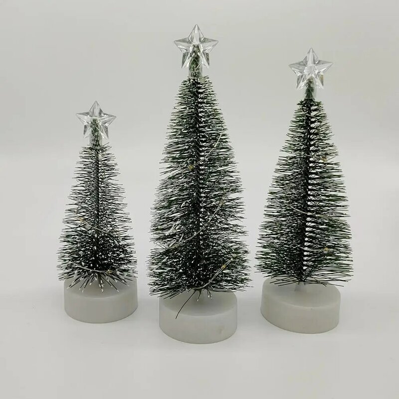 Mini árbol de Navidad Led de 3 piezas, decoración de escritorio, accesorios de fotografía con luces de colores para el hogar