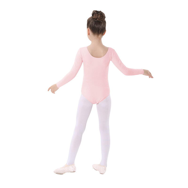 Girls Long Sleeves Leotard Ballet Dancewear Soft Bodysuit Kids Dancing Clothes Elastic Gym suit Spandex Nylon