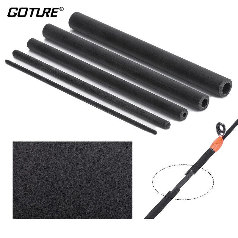 Goture Fishing Blank Rod Repair Accessories Set Carbon Fiber Stick with 4 Size Sandpaper Suit for Spinning Casting Rod DIY Blank