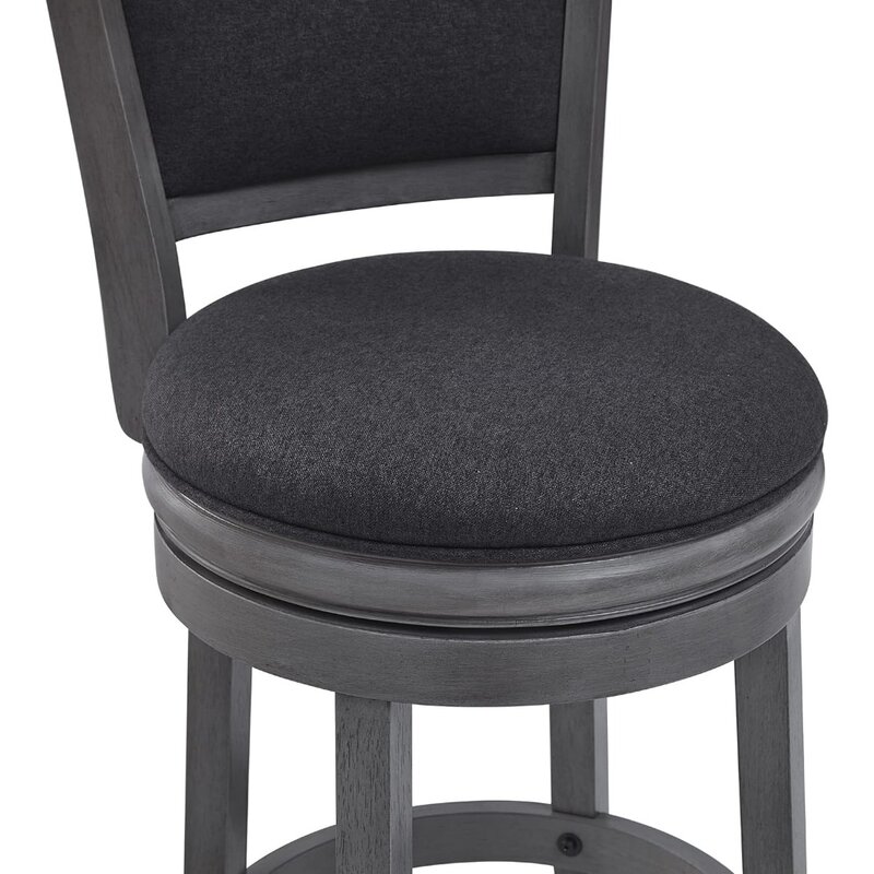 Вращающиеся барные стулья с обивкой, кухонные барные стулья, высота сидения 24 дюйма, стул с деревянной рамой, темно-серый (приблизительно)