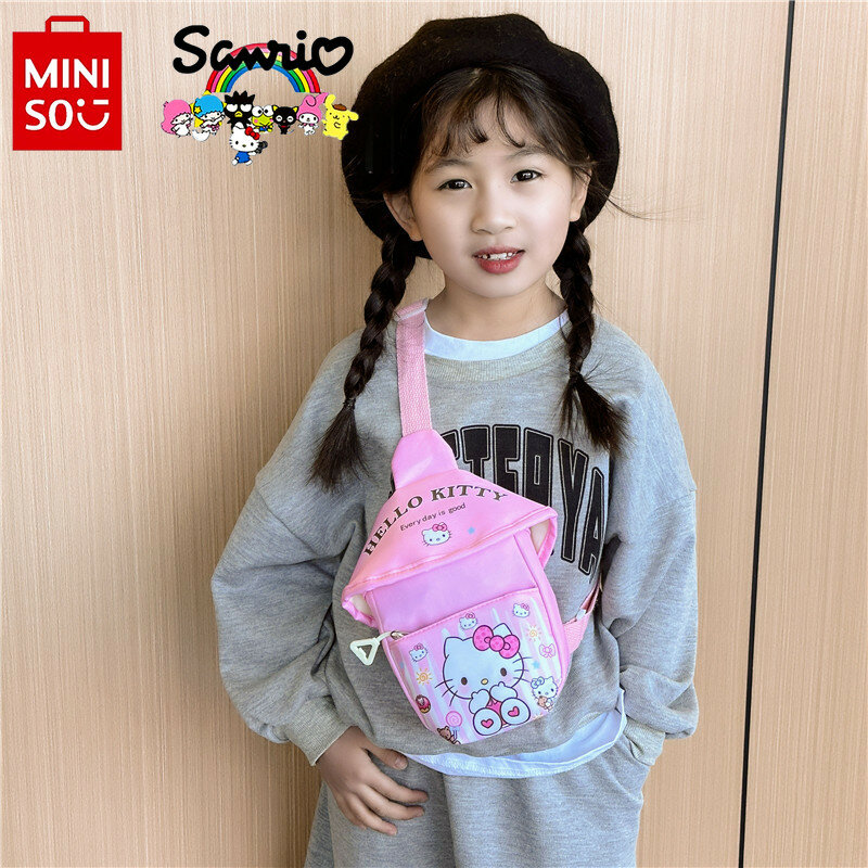 Miniso Sanrio tas dada anak perempuan, tas pinggang santai kartun olahraga modis kualitas tinggi