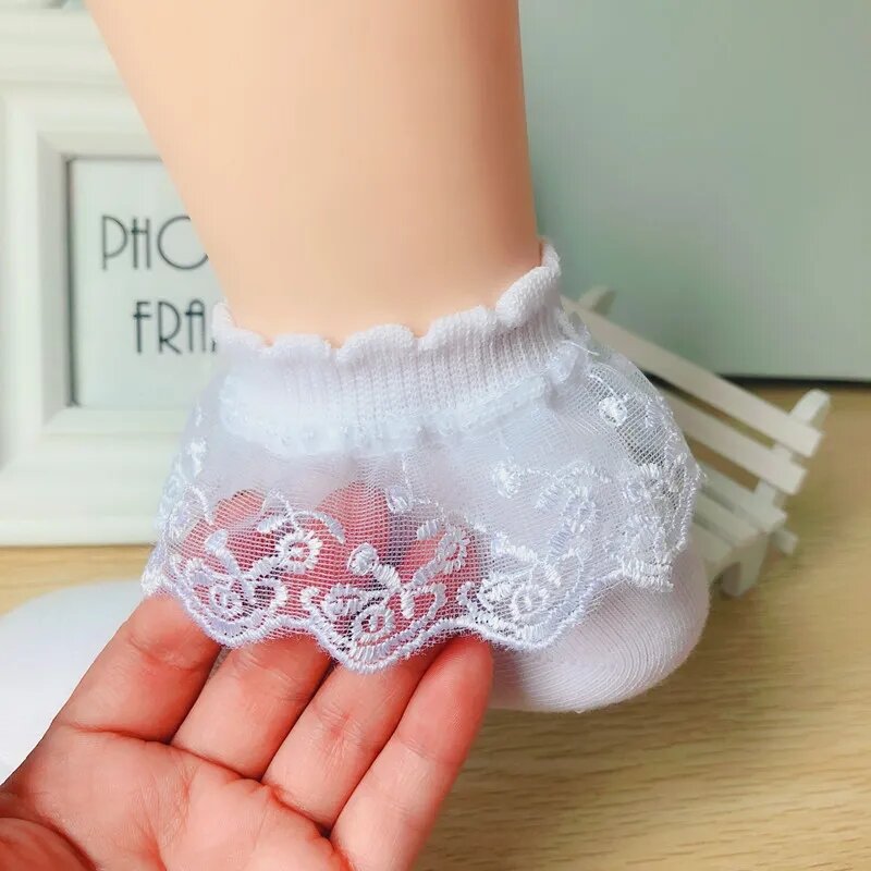 USHINE kaus kaki putri renda Lolita baru kaus kaki tari Latin putih elastis lembut dan nyaman sutra bayi perempuan