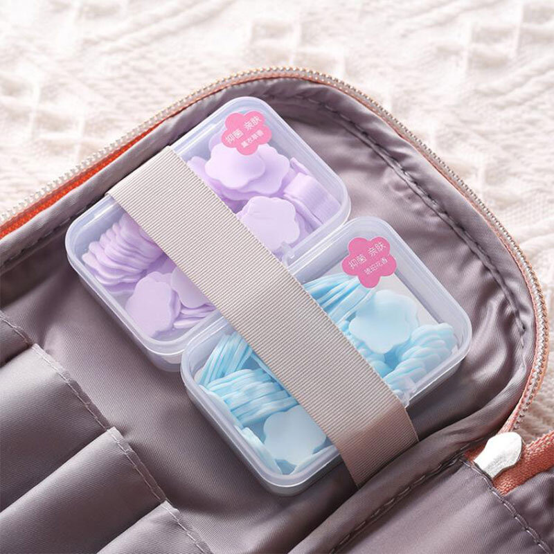 100 pz/scatola Mini saponi per la pulizia carta per sapone portatile per lavaggio a mano fetta profumata lavaggio a mano bagno viaggio piccolo sapone