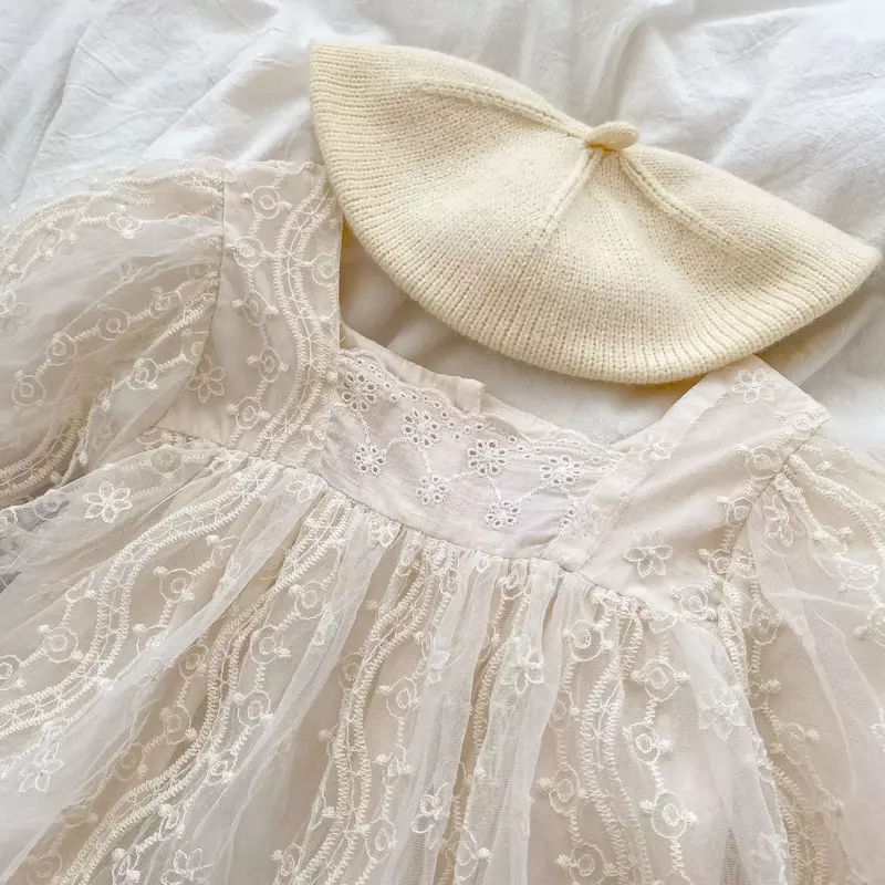2023 nowy śpioszki dla niemowląt jesień z długim rękawem tiulowy kombinezon dziewczęcy urocza sukienka noworodek odzież dziecięca kostium dla dzieci