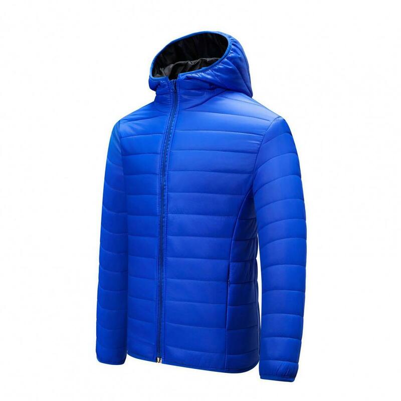 Mantel katun bertudung pria, jaket panjang tahan angin dengan bantalan tebal tahan angin untuk musim dingin