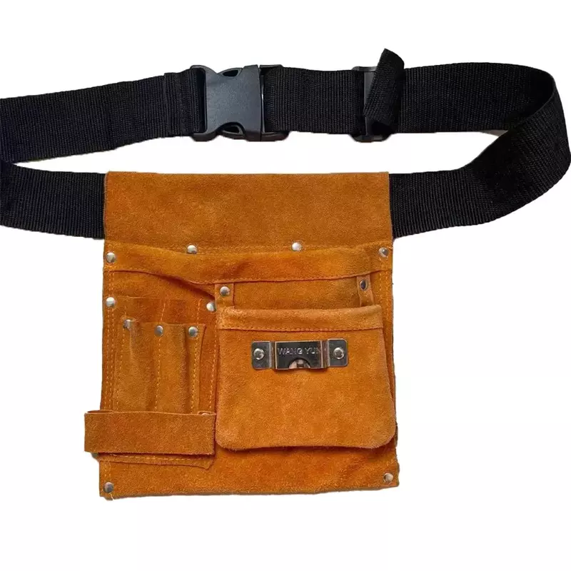 حقيبة أدوات جلدية معززة بحزام خصر ، حزام أدوات بسعة كبيرة ، حقيبة منظمة للنجارين الكهربائيين النجارة