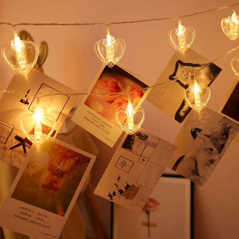 Lampu tali untuk foto, lampu tali peri luar ruangan dengan klip, lampu tali dalam ruangan untuk teras, pesta Natal, kamar tidur, pernikahan