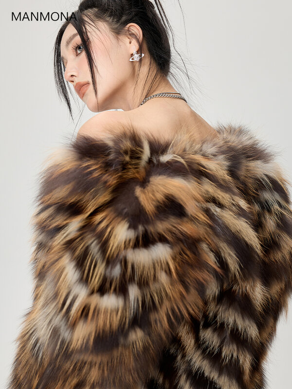 Outono novo estilo carteira inteira pele de raposa de couro casaco de pele de raposa curta mulher rara costura
