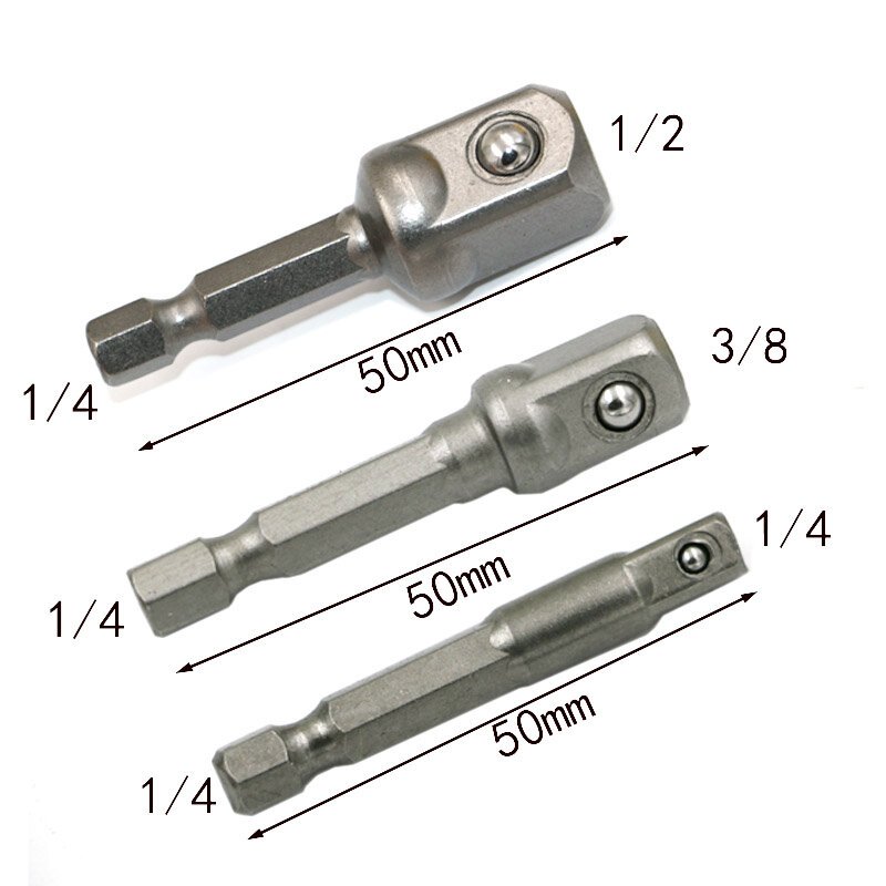 3pcs chrome vanadium steel socket adapter Seth ex shank to 1/4 "3/8" 1/2 "extension drill bits hex bit set power tools