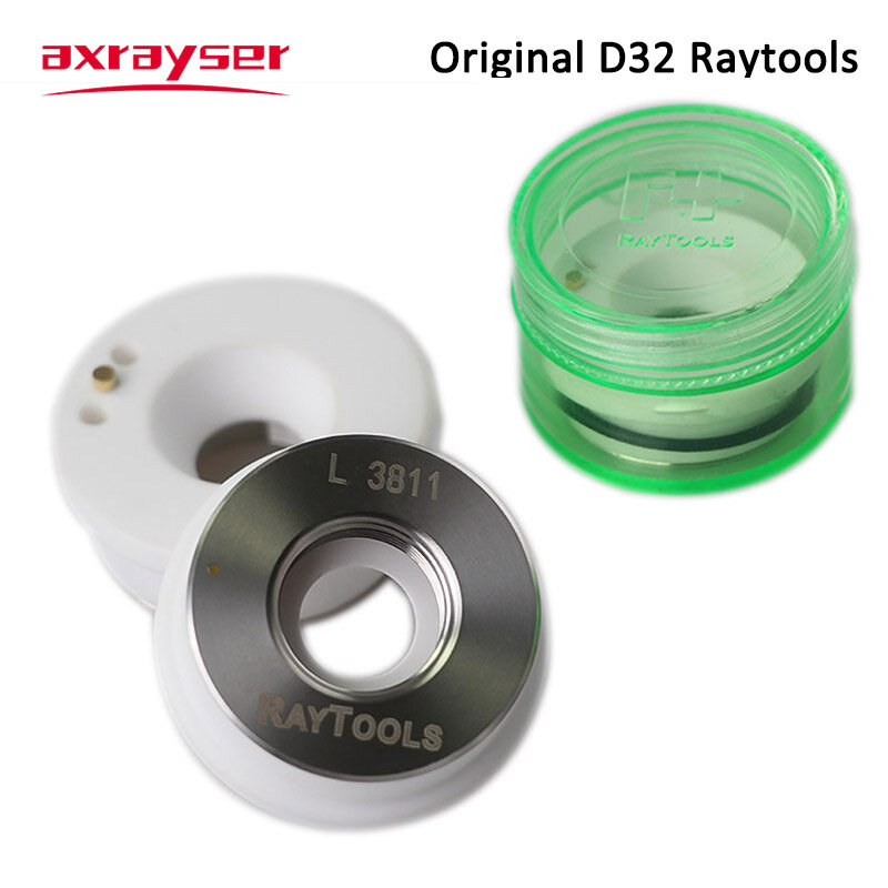 Raytools Original เลเซอร์เซรามิคหัวฉีดผู้ถือแหวน Dia32mm M14กล่องสีเขียวสำหรับเส้นใยหัวตัด BT230 BT240 BMH110 114etc.