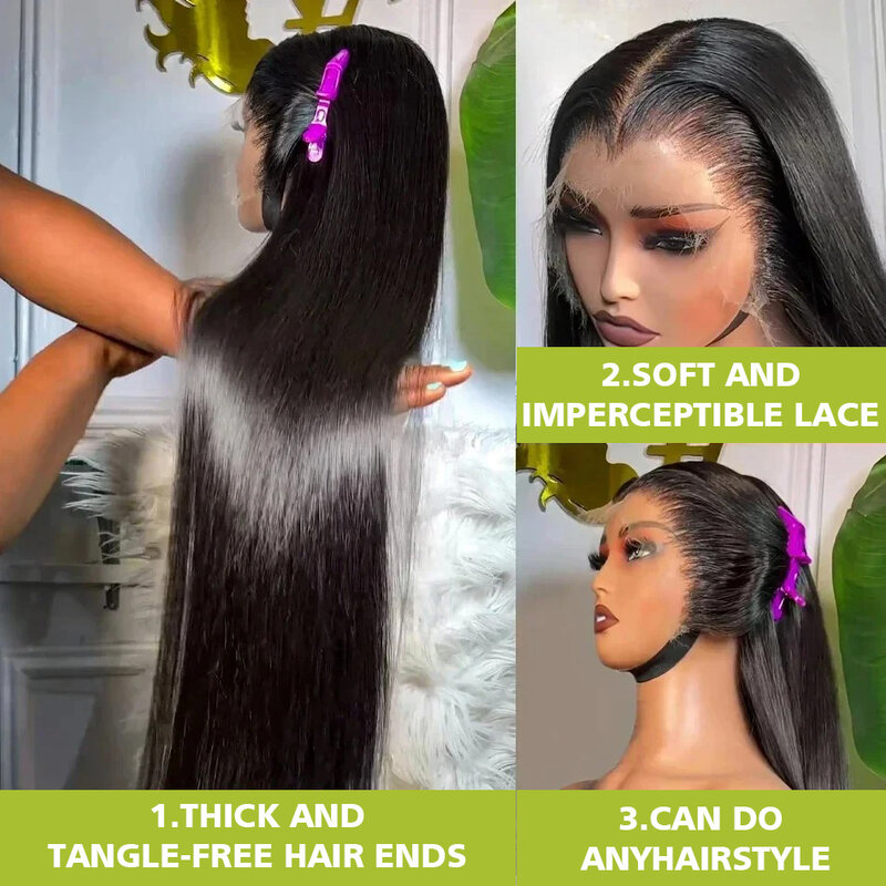 Pelucas de encaje suizo transparente HD 13x6 para mujer, peluca de cabello humano brasileño, Peluca de cabello liso Remy, 13x4, barato