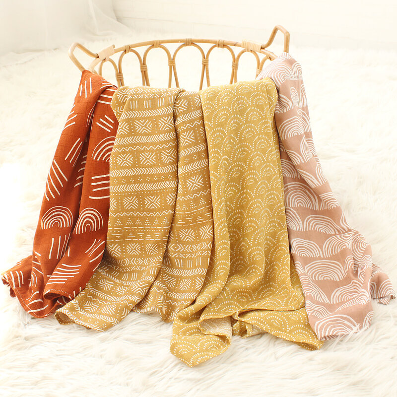 Муслиновое Пеленальное Одеяло для младенцев, мягкий хлопковый бант из бамбука для новорожденных, Радужный, летний, 47 х47 дюймов
