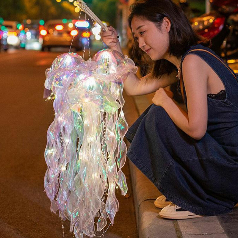 Lampa meduza przenośna latarnia dzieci dzieci sypialnia wiszące światło nocne pod morzem kolorowa syrenka dekoracje na domowe przyjęcie oceanu