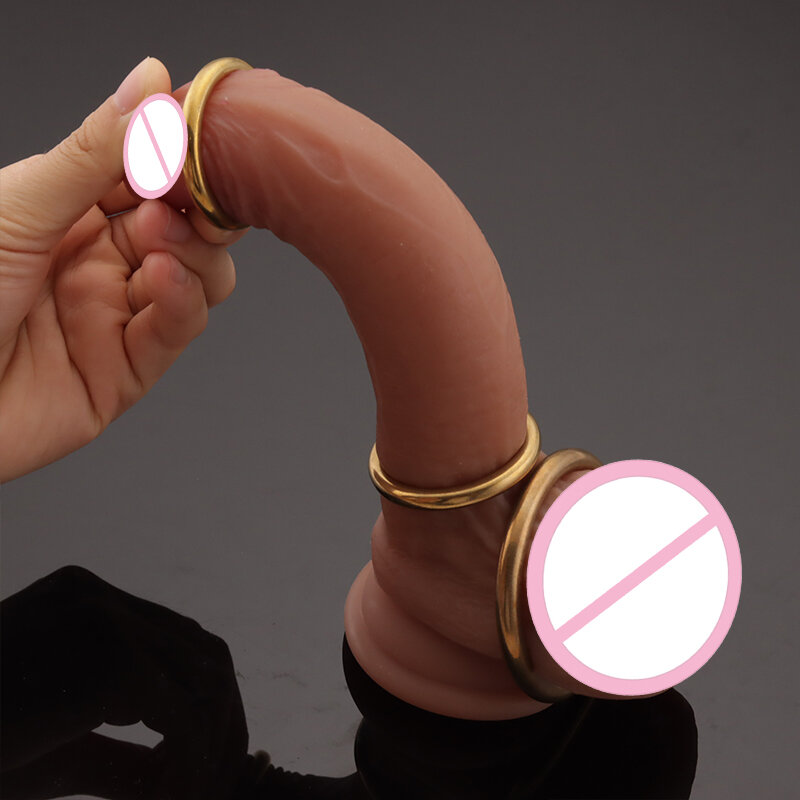 Golden Color Brass Cock Rings Penis Glans Rings Delayed Ejaculation Penis Bondage Lasting Erection Smooth Metal Sex Toys for Men