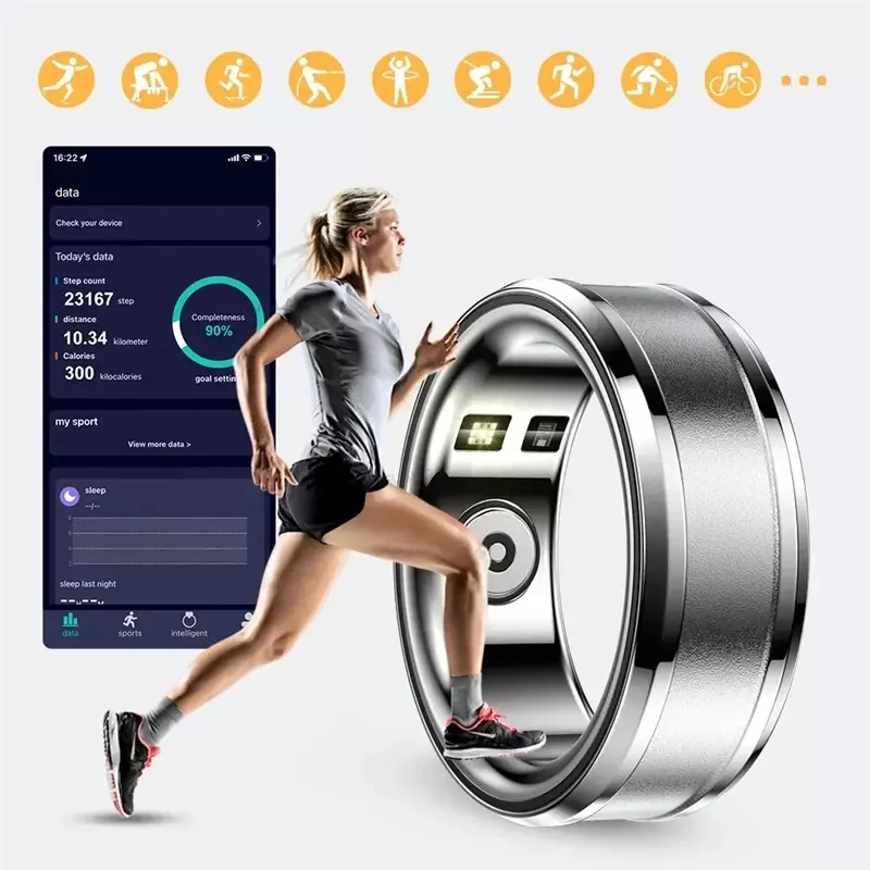 Smart Ring grado militare guscio in acciaio al titanio monitoraggio della salute IP68 anello sportivo impermeabile Fitness Tracker donna uomo regalo 2024