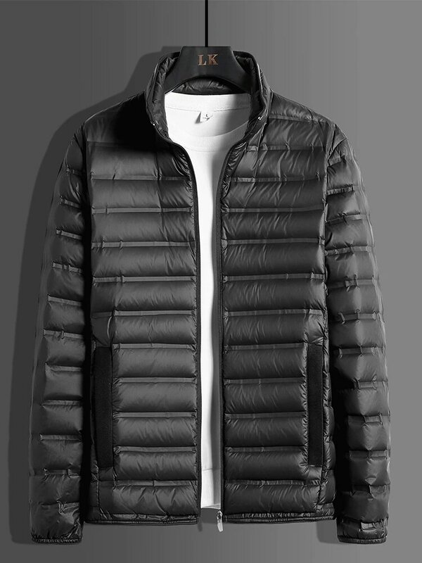 Piumino invernale ultraleggero da uomo 2022 nuovo colletto alla coreana 90% piumino d'anatra bianco cappotto imbottito solido caldo giacca a vento Plus Size 8XL