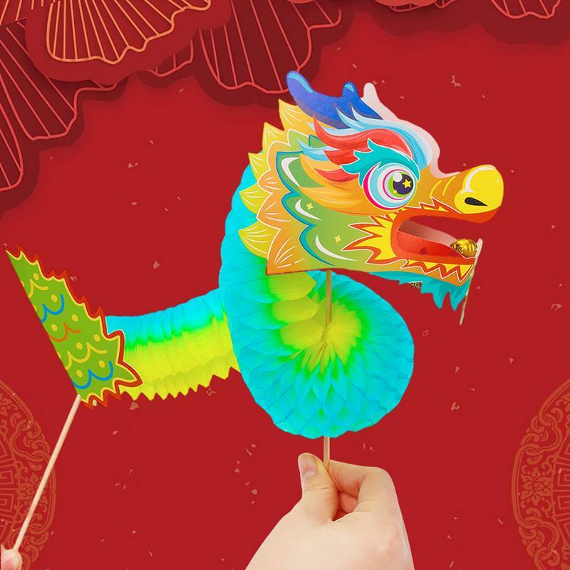 Fantoche de dragão de papel chinês 3D, guirlanda para o ano novo lunar, presentes de ano novo, ano multifuncional do dragão
